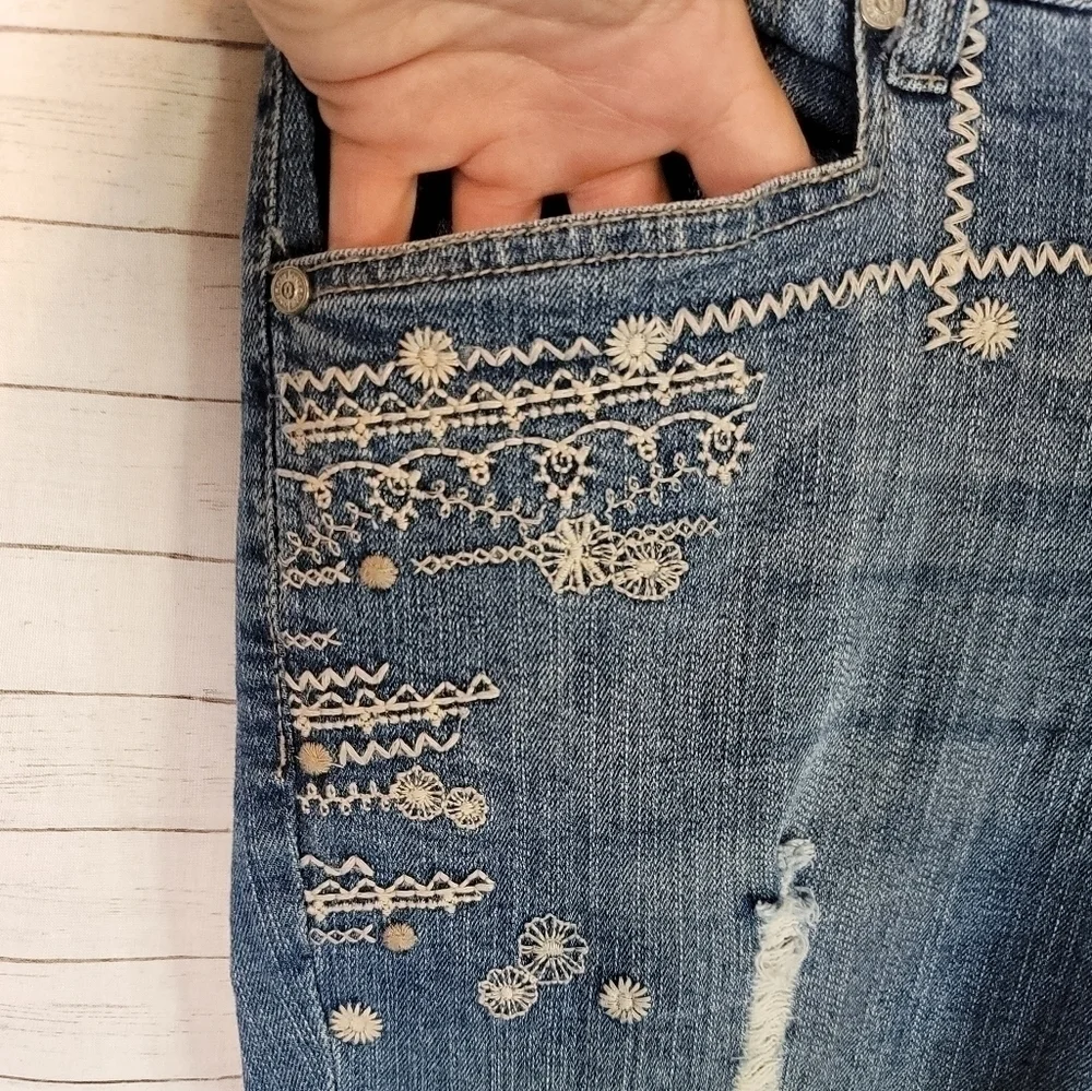 One 5 One Embroidered Denim Jeans, sz 10